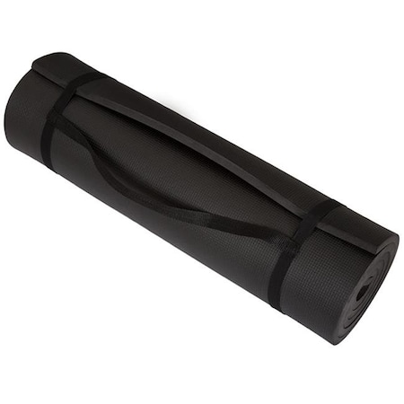 Wakeman Wakeman 80-5136-BLACK Non Slip Comfort Foam Durable Extra Thick Yoga Mat for Fitness; Pilates & Workout with Carrying Strap - Black 80-5136-BLACK